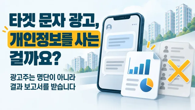 타겟 문자 광고가 개인정보를 사는 것인지 다룬 나이스DB 썸네일. 광고주는 수신자 명단이 아니라 결과 보고서를 받음
