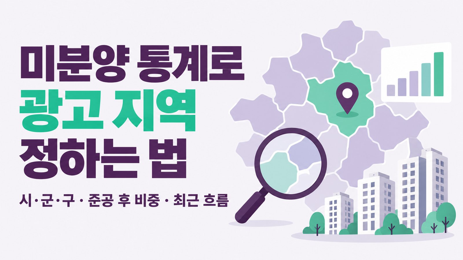 미분양 통계로 광고 지역 정하는 법을 다룬 나이스DB 썸네일. 시·군·구 단위, 준공 후 미분양 비중, 최근 흐름을 함께 봄